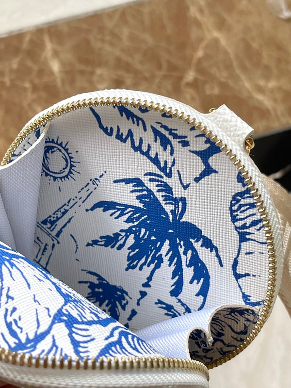 BORSA MULTI ACCESSORI 24 IN TELA CON PIASTRELLE MONOGRAMMA BLU LAGUNA E FERRAMENTA ORO