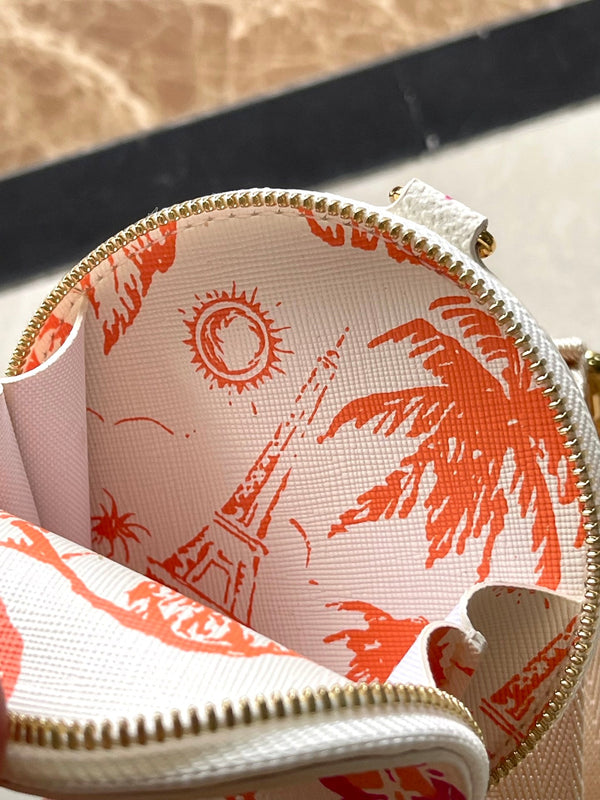 ACCESSORI MULTITASCHE 24 IN PIASTRELLE MONOGRAMMA CORALLO TELA FERRAMENTA ORO