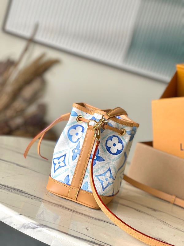 NANO NOAH 16 IN TELA CON PIASTRELLE MONOGRAMMA BLU LAGUNA