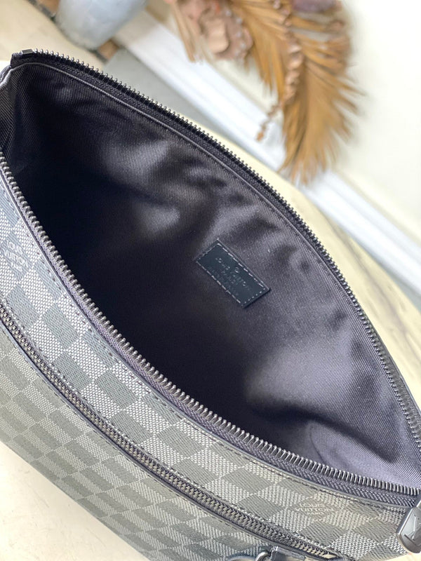 BORSA DA DECOLLO 30 IN TELA DAMIER GRAPHITE GRIGIO NERO