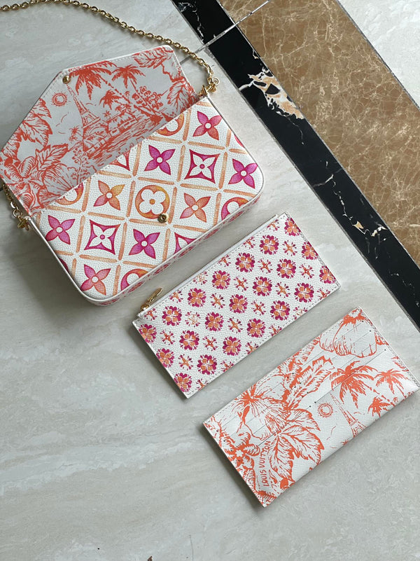 FÉLICIE POCHETTE 21 IN TELA MONOGRAMMA CORALLO