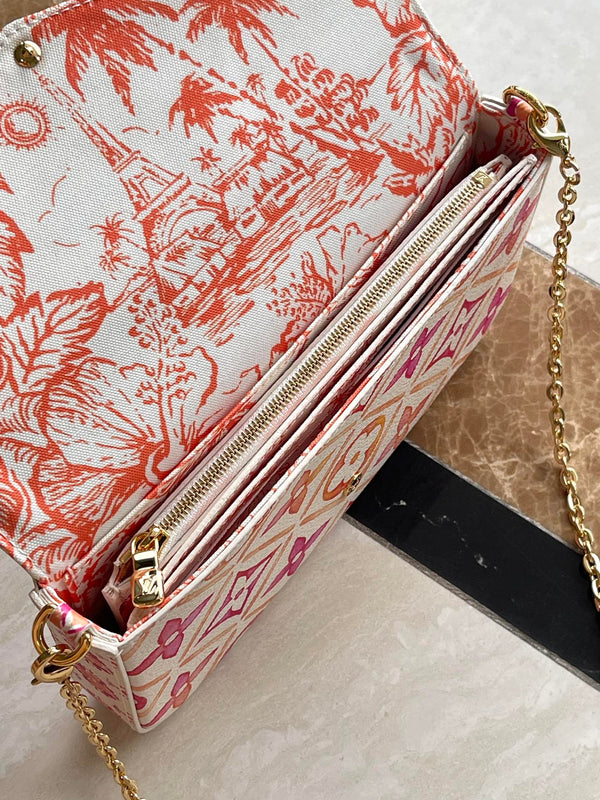 FÉLICIE POCHETTE 21 IN TELA MONOGRAMMA CORALLO