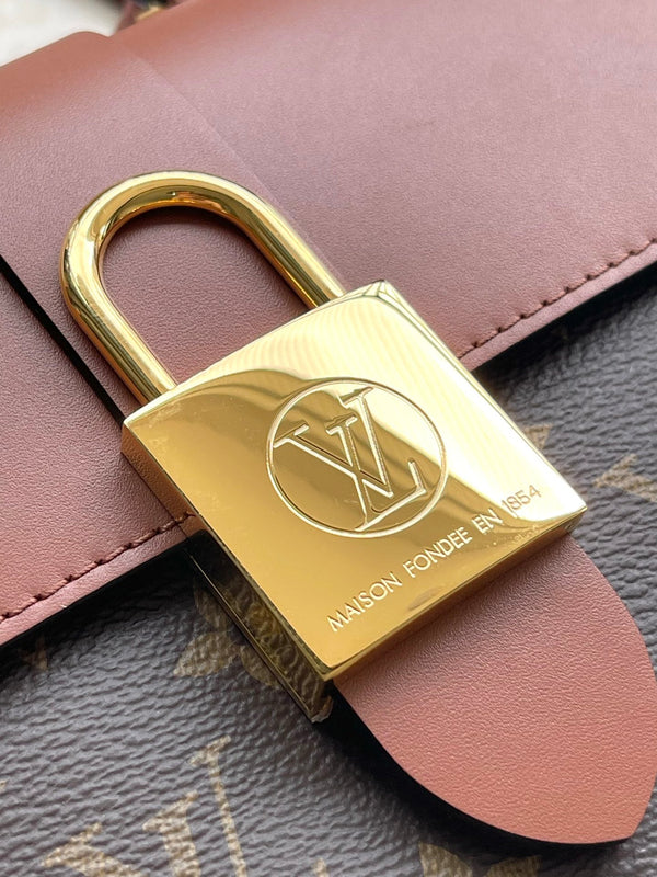 LOCKY BB 20 IN TELA MONOGRAM MARRONE E PELLE DI VITELLO LISCIA CON FIBBIA ORO