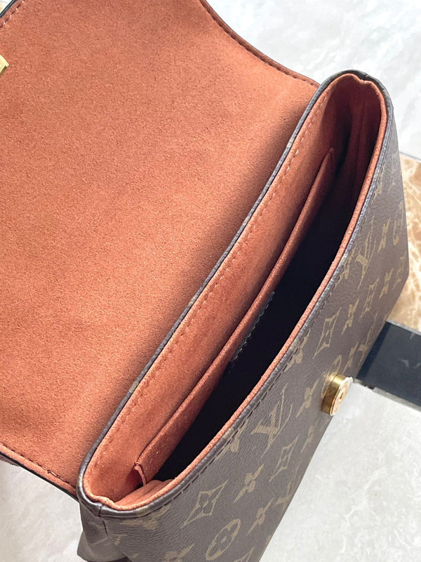 LOCKY BB 20 IN TELA MONOGRAM MARRONE E PELLE DI VITELLO LISCIA CON FIBBIA ORO