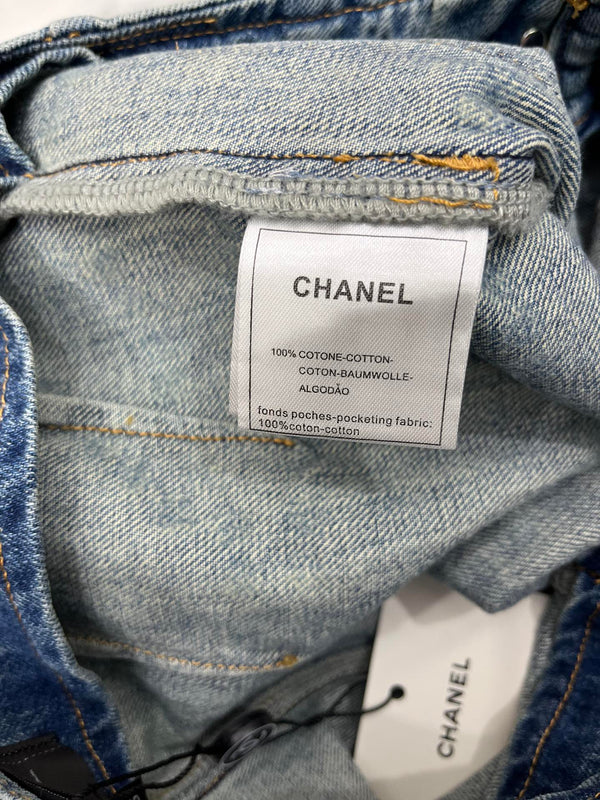 CC 25 Jean Printed Blue White Washed Denim