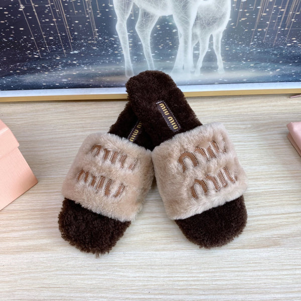 Miu Slipper Light Brown Wool