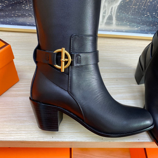 Stivale HM Justine in pelle di vacchetta nera 987482