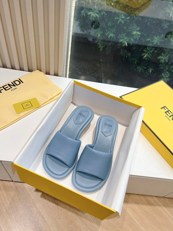 FF Baguette Slides Women 45 Nappa Leather Baby Blue