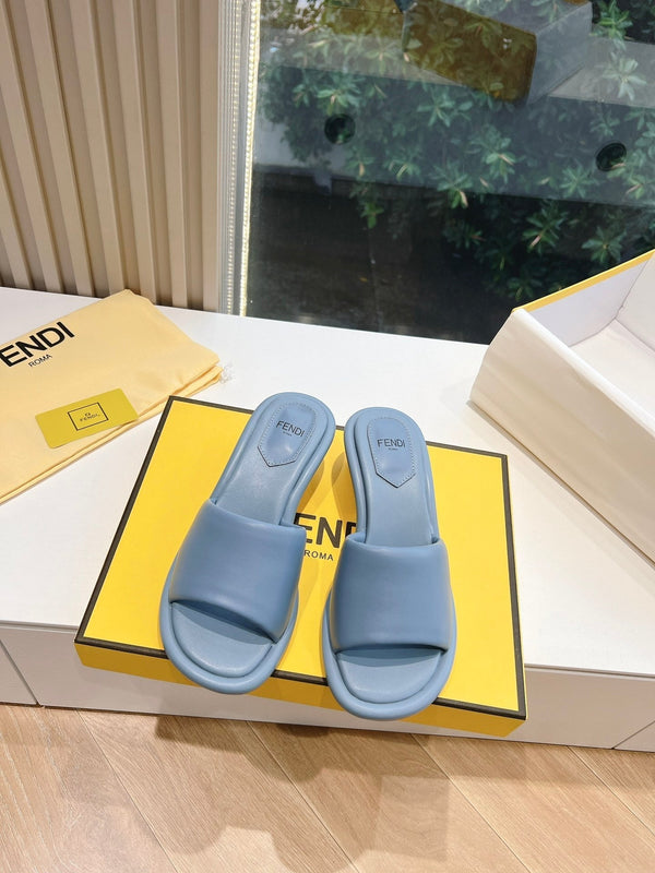 FF Baguette Slides Women 45 Nappa Leather Baby Blue