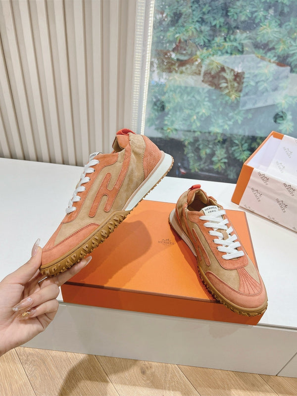 HM JET SNEAKER BROWN ORANGE CALFSKIN SUEDE