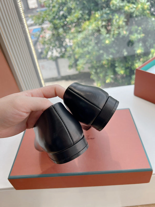 rebecca ballerina flat black calfskin