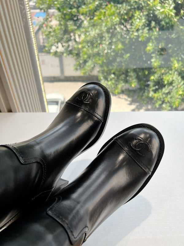 CC High Boots Black Calfskin