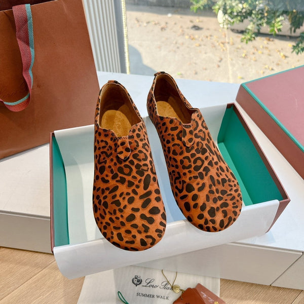 LP Floaty Flat Orange Black Leopard Print Suede 992985