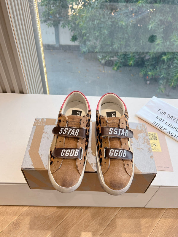 OLD SHOOL SNEAKERS IN BROWN SUEDE AND LEOPARD PRINT HAIRY CALFSKIN GOLD STAR
