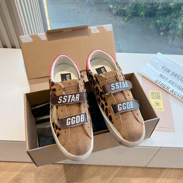 OLD SHOOL SNEAKERS IN BROWN SUEDE AND LEOPARD PRINT HAIRY CALFSKIN GOLD STAR