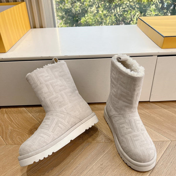 Fendi Apres Chic with FF chamois Boots Light Taupe Suede 475233