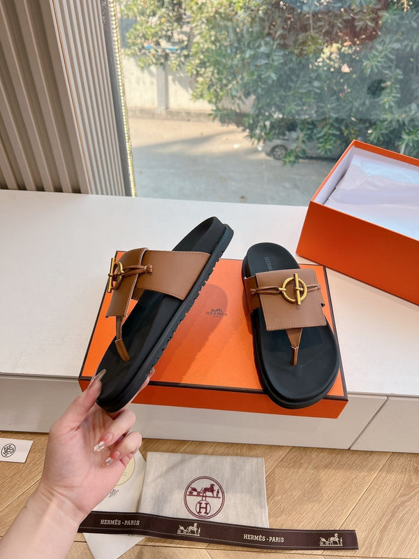 HM Joyce Sandals Black Brown Lambskin 292599