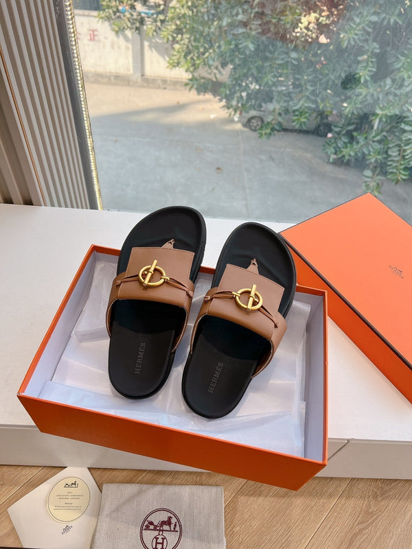 HM Joyce Sandals Black Brown Lambskin 292599