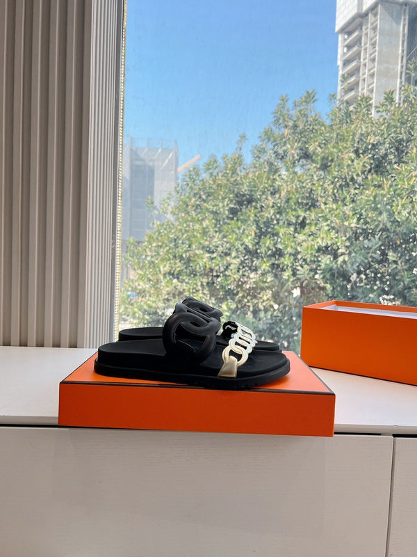 Sandalo HM 25 Extra in pelle di vitello metallizzata nera e oro