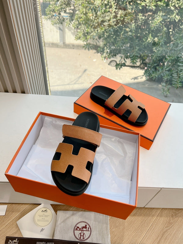 HM Chypre Sandal Brownie Brown Grained Calfskin 202799