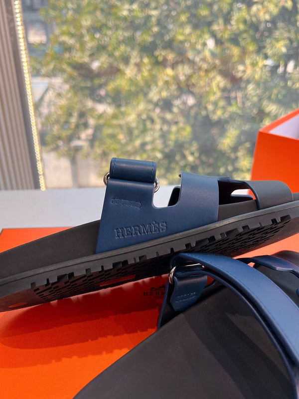 HM Chypre Sandal Navy Blue mix Black Calfskin 202817