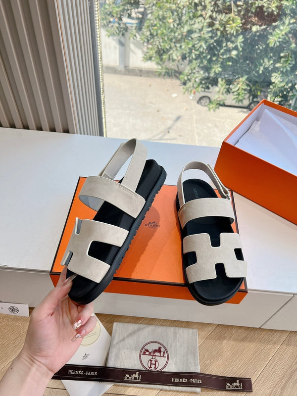 HM 25 Genius Sandal Grey Suede Black Calfskin