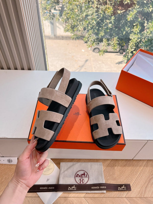 Sandalo HM 25 Genius in pelle scamosciata marrone rosa e vitello nero