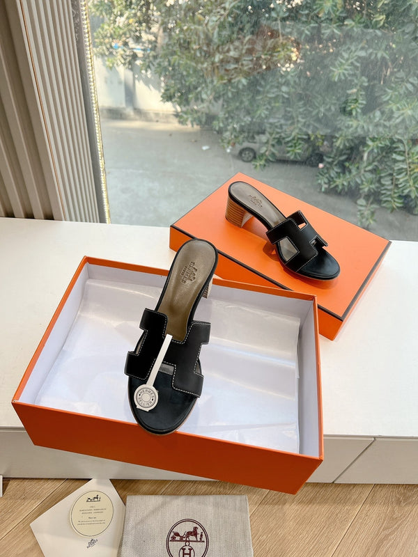 HM 25C Oasis sandal Noir Leather 202839