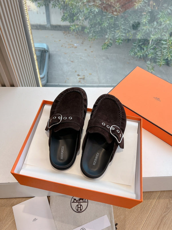 HM 25 Key Mule in pelle scamosciata color vino rosso