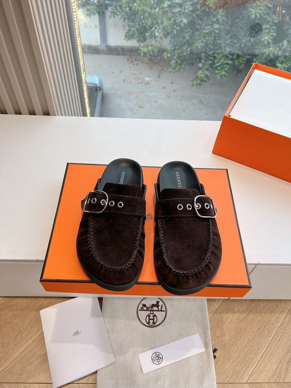 HM 25 Key Mule in pelle scamosciata color vino rosso