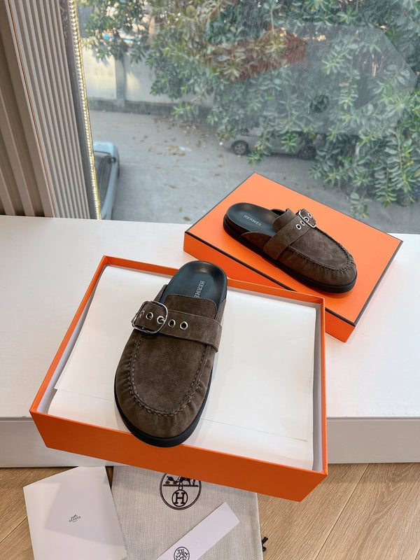 HM 25 Key Mule in pelle scamosciata grigio scuro