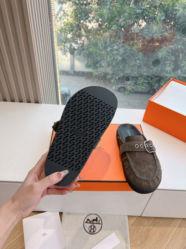 HM 25 Key Mule in pelle scamosciata grigio scuro