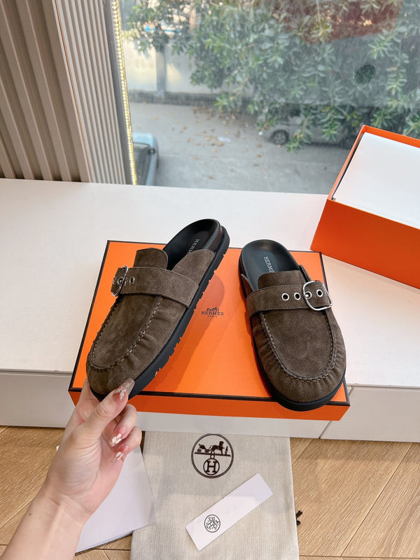 HM 25 Key Mule in pelle scamosciata grigio scuro