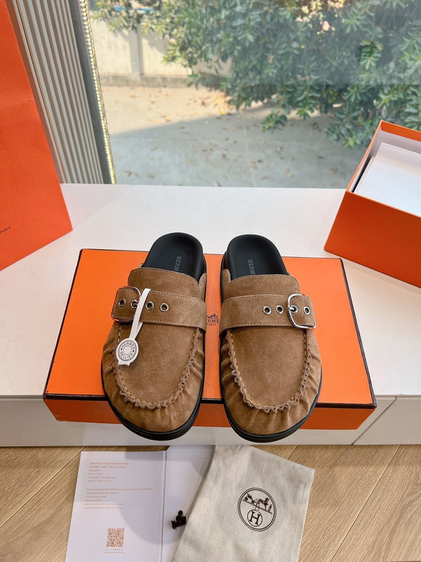 HM 25 Key Mule in pelle scamosciata marrone