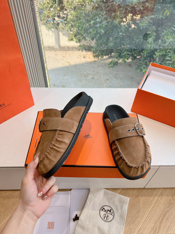 HM 25 Key Mule in pelle scamosciata marrone