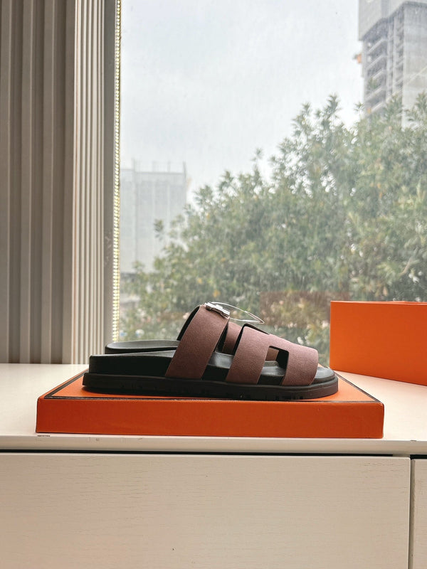 HM 25 Chypre Sandal Chocolate Suede Calfskin Silver H