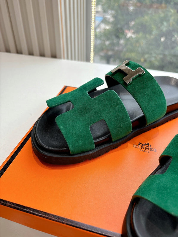 HM 25 Chypre Sandal Green Suede Calfskin Silver H
