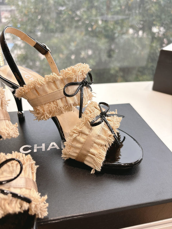 CC Sandals with bow tie Nude 7cm Lambskin 202869