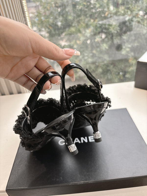 CC Sandals with bow tie Black 4,5cm Lambskin 202875