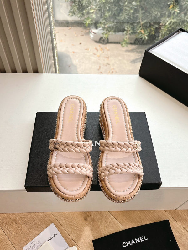CC Sandals Pink original braided 6cm lambskin 202890