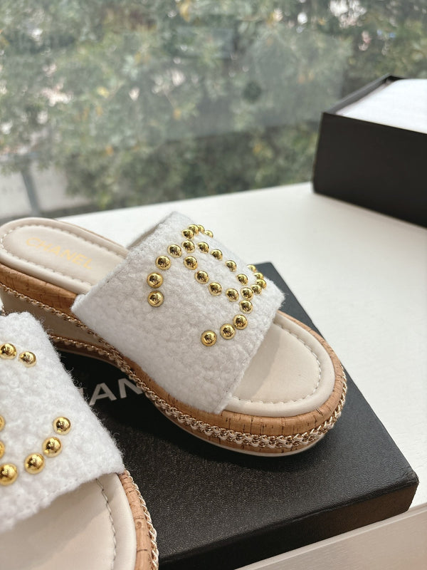 CC Sandals White 6cm Lambskin 202897