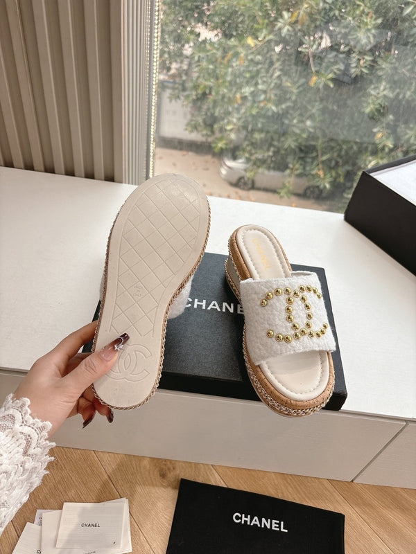 CC Sandals White 6cm Lambskin 202897