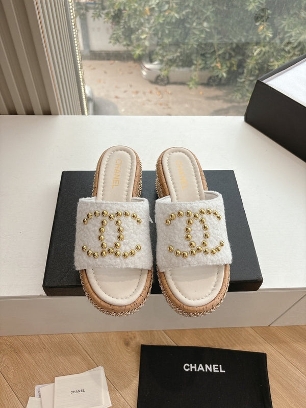 CC Sandals White 6cm Lambskin 202897