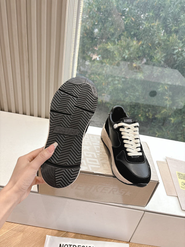 RUNNING SOLE SNEAKERS IN BLACK SUEDE AND CALFSKIN WHITE STAR
