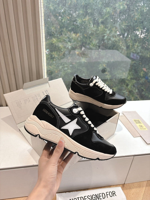 RUNNING SOLE SNEAKERS IN BLACK SUEDE AND CALFSKIN WHITE STAR