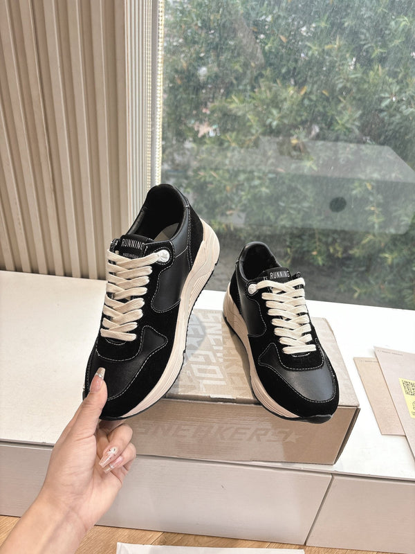 RUNNING SOLE SNEAKERS IN BLACK SUEDE AND CALFSKIN WHITE STAR