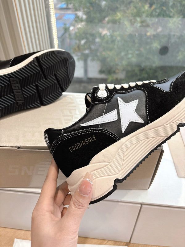 RUNNING SOLE SNEAKERS IN BLACK SUEDE AND CALFSKIN WHITE STAR