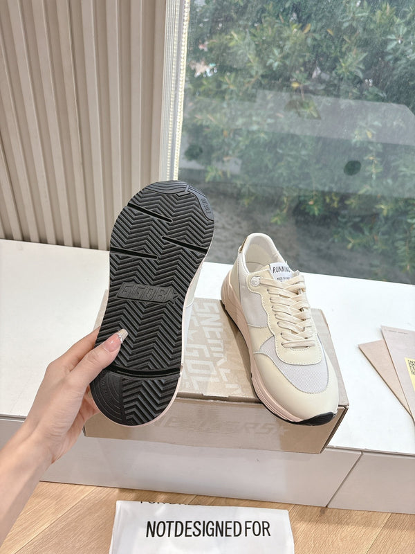 RUNNING SOLE SNEAKERS IN WHITE MESH AND CALFSKIN GOLD STAR