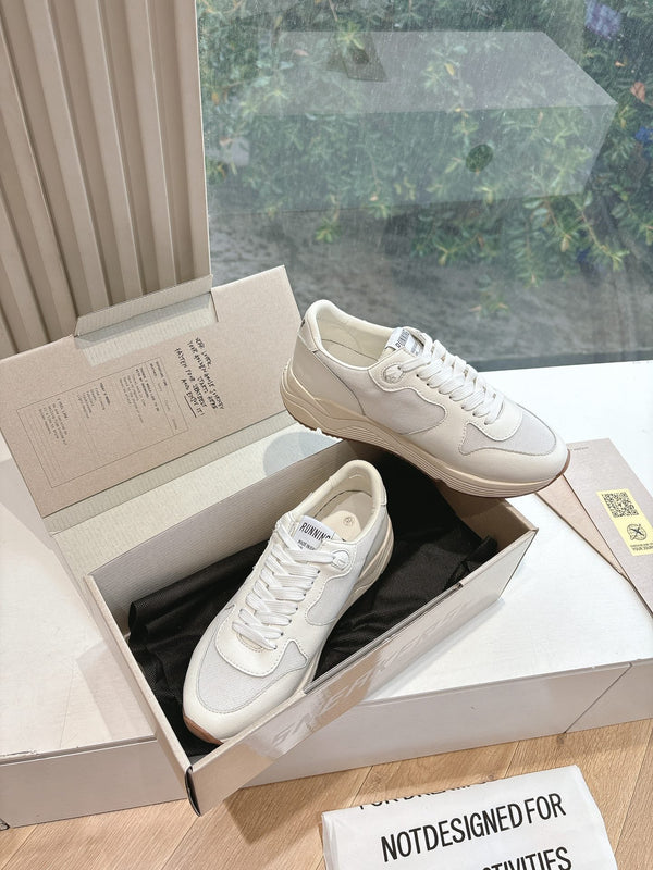 RUNNING SOLE SNEAKERS IN WHITE MESH AND CALFSKIN