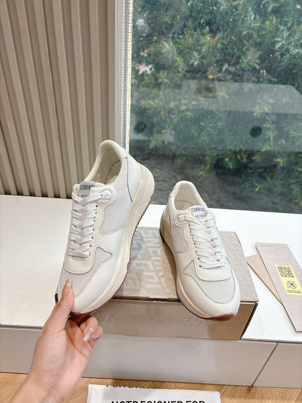 RUNNING SOLE SNEAKERS IN WHITE MESH AND CALFSKIN